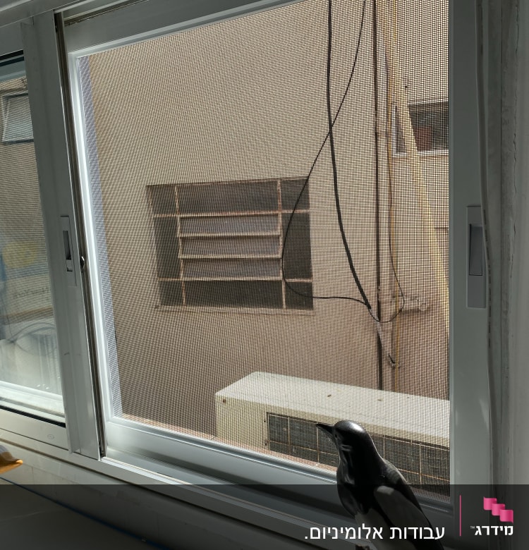 חלון אלומיניום עם רשת נגד יתושים